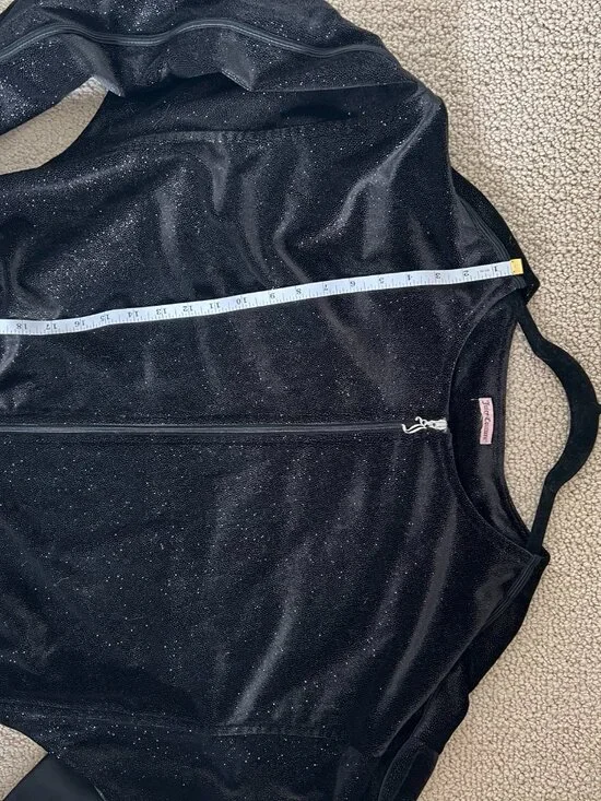 Juicy Couture Black Jacket With Sparkles Glitter Zip Up XL Y2k - Picture 8 of 10